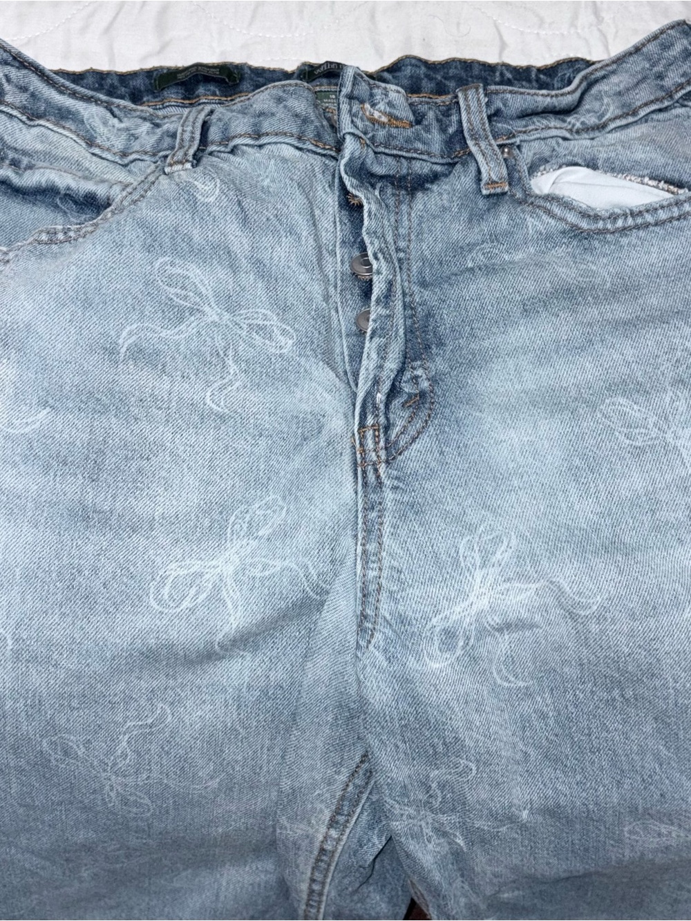 Light Blue High Rise Women’s  Denim Jeans with Ribbon design